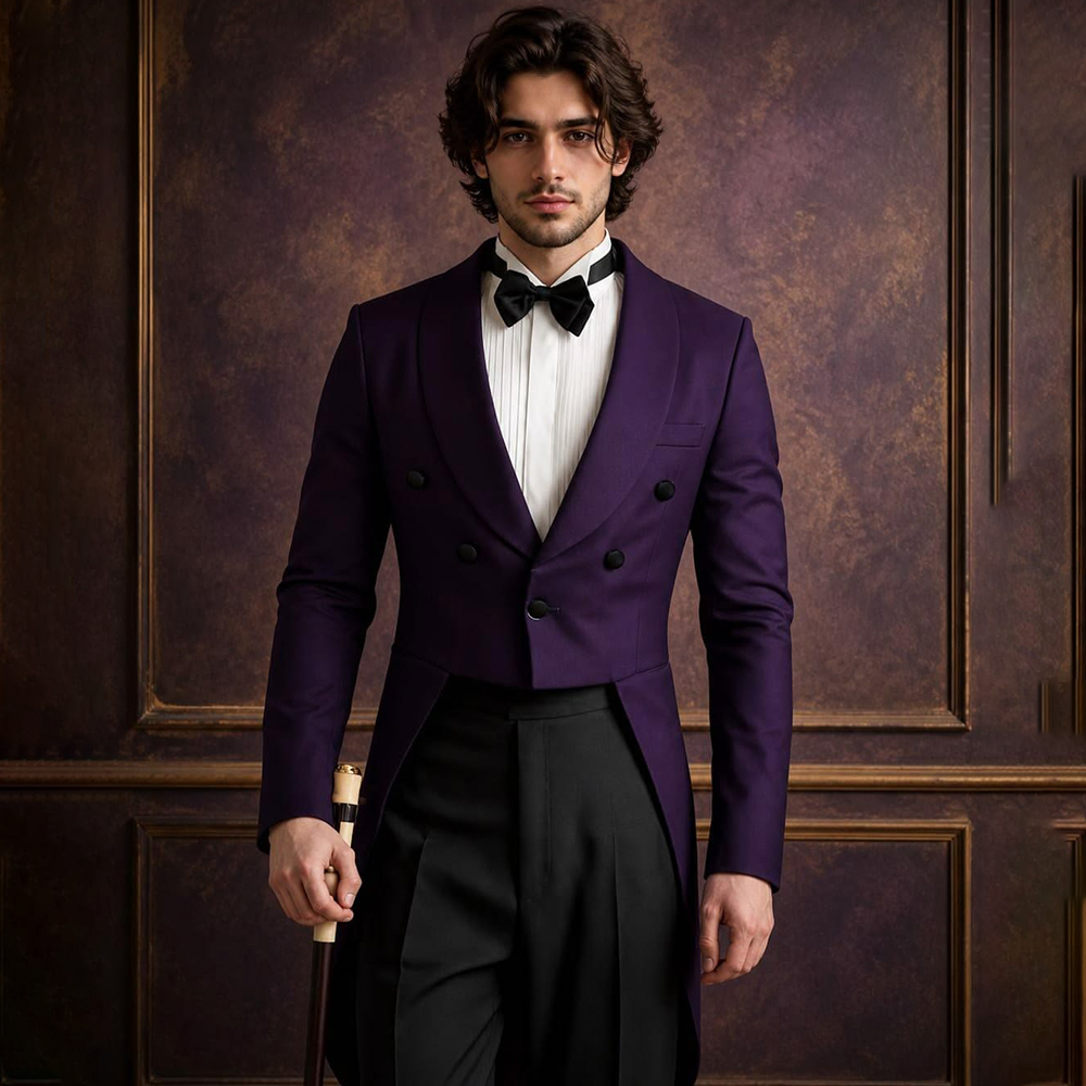 X Men Grooming - Elegante Terno de Fraque Roxo Escuro